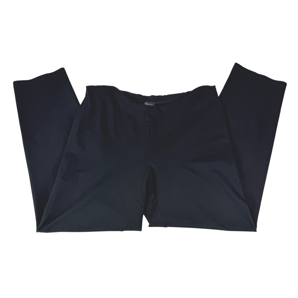 Eileen Fisher Womens Black Straight Leg Stretch Jersey Knit‎ Pants Size M